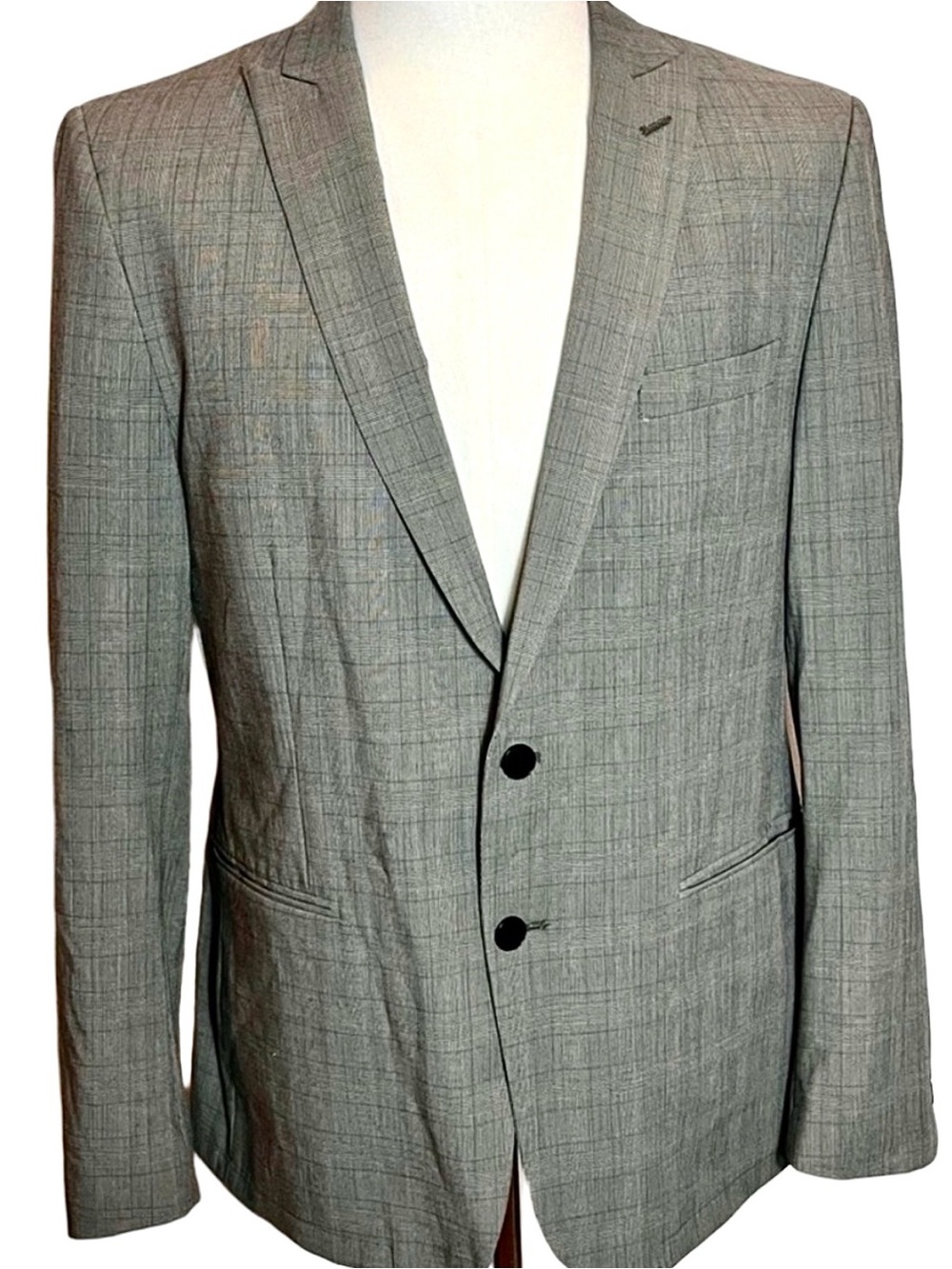 John Varvatos Dwell Men's Gray Plaid Stretch Blazer Jacket 42R Sport Coat